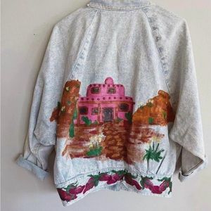 Vintage 90s Hand Painted Southwestern Denim Jacket